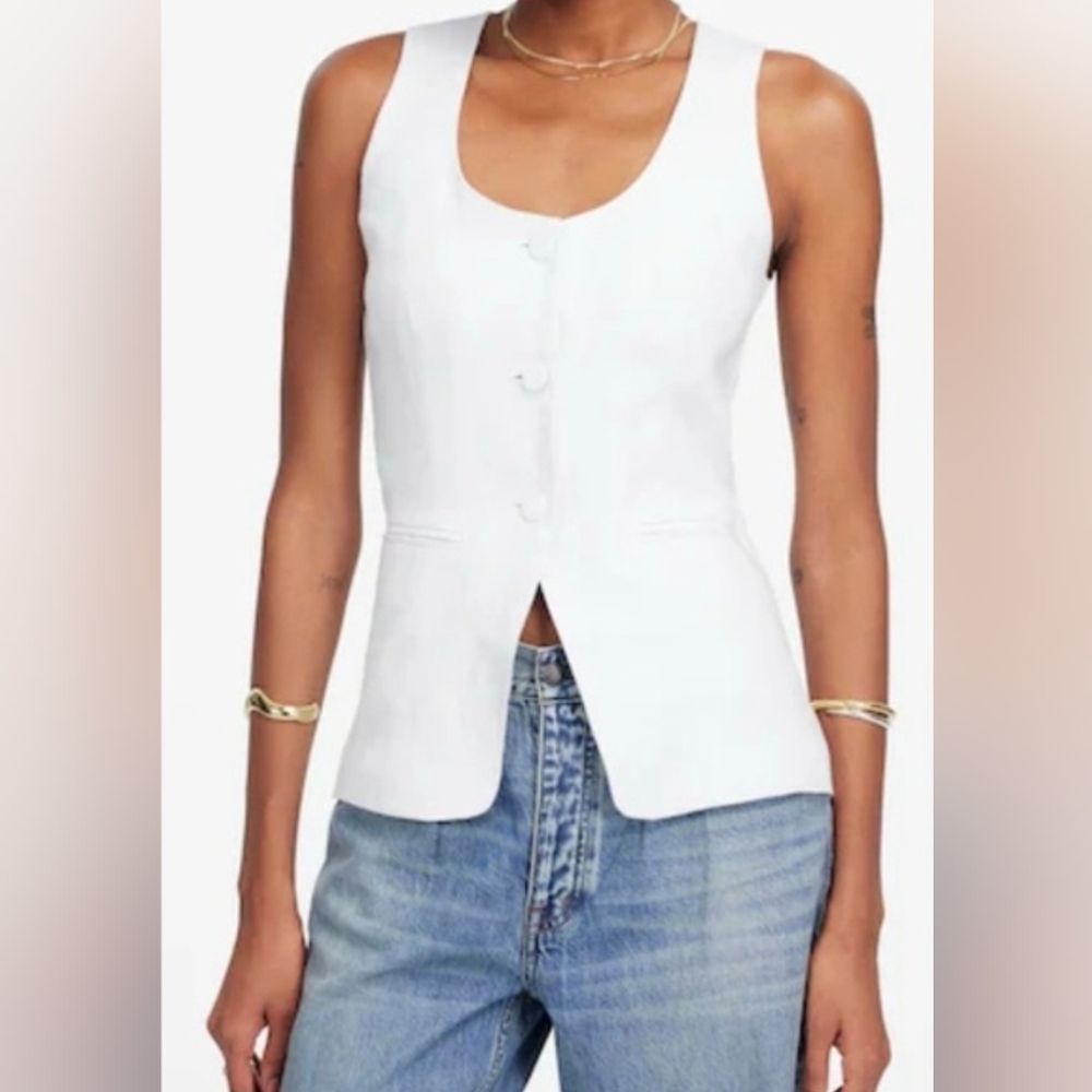 Madewell 100% Linen Cutaway Vest NWOT Size 14